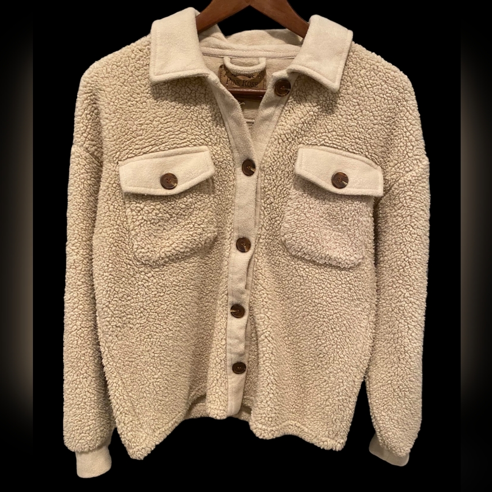 Vintage Pink Rose Heavy Duty Teddy Jacket, Size XS